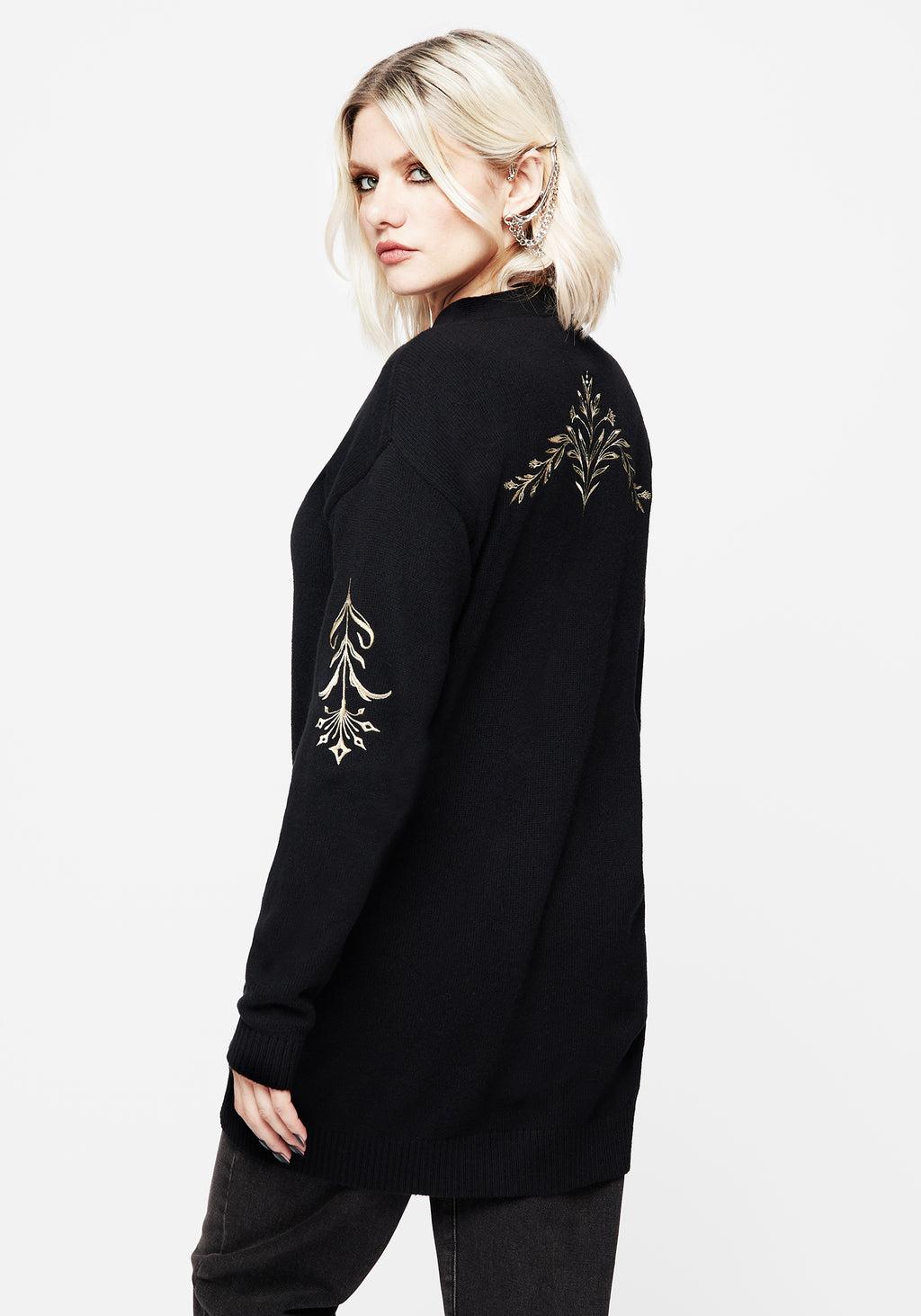 Hester Embroidered Knit Longline Cardigan Product Image