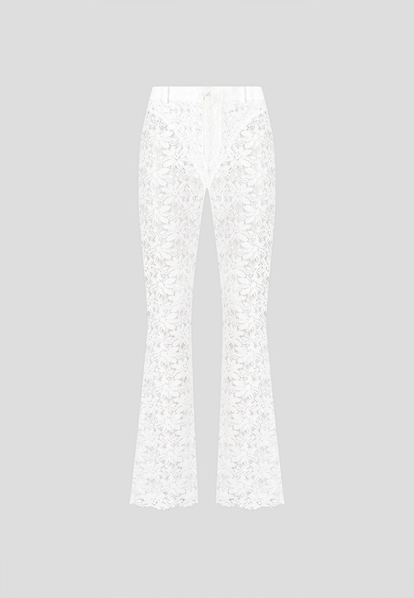 Lace Fit and Flare Trousers - White Female Product Image