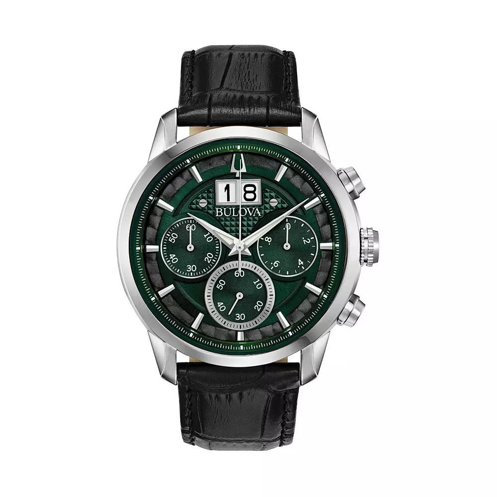 Men's Bulova Chronograph Watch With Brown Leather Strap,  Product Image