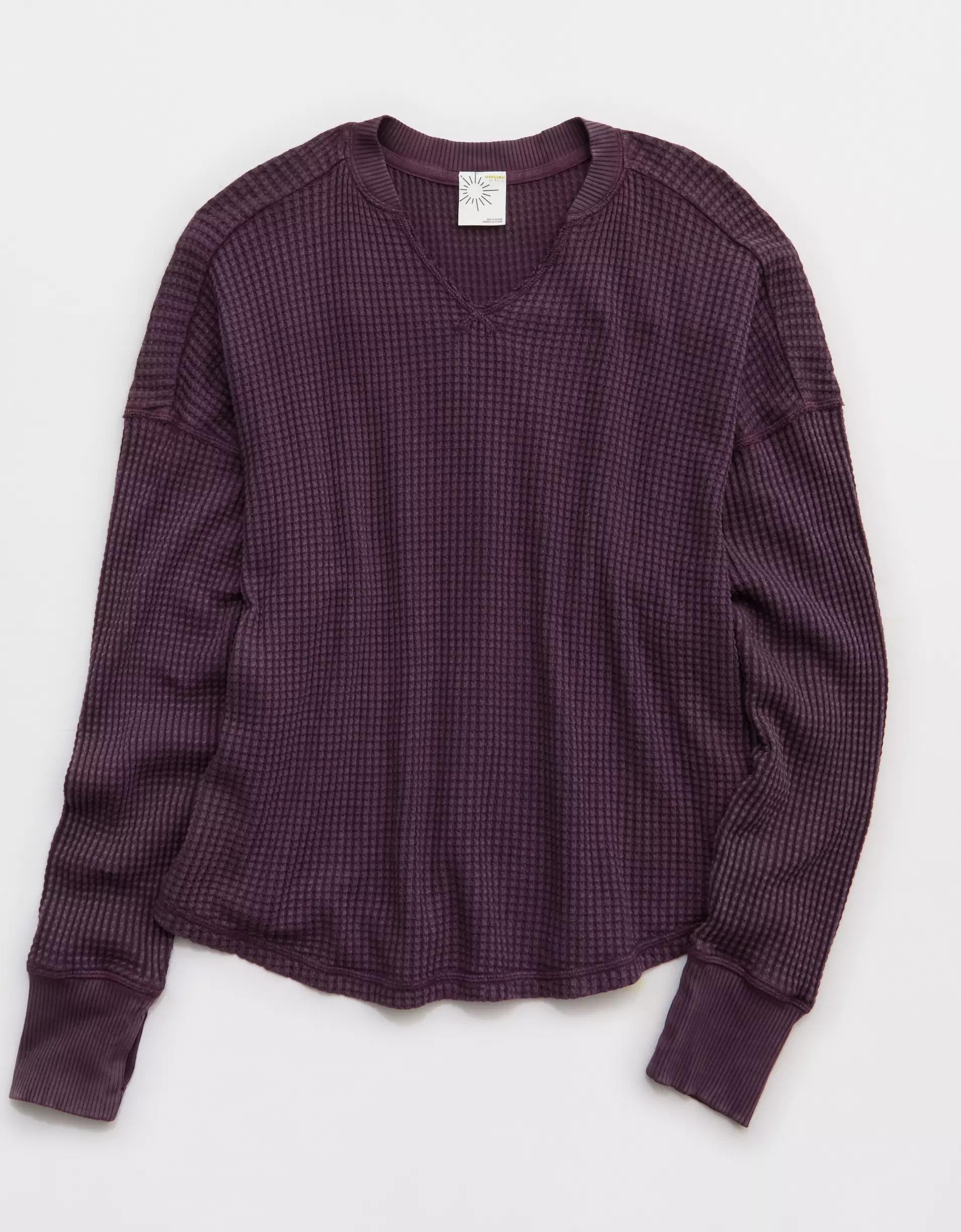OFFLINE By Aerie Wow! Waffle Notch Neck Long Sleeve T-Shirt Product Image