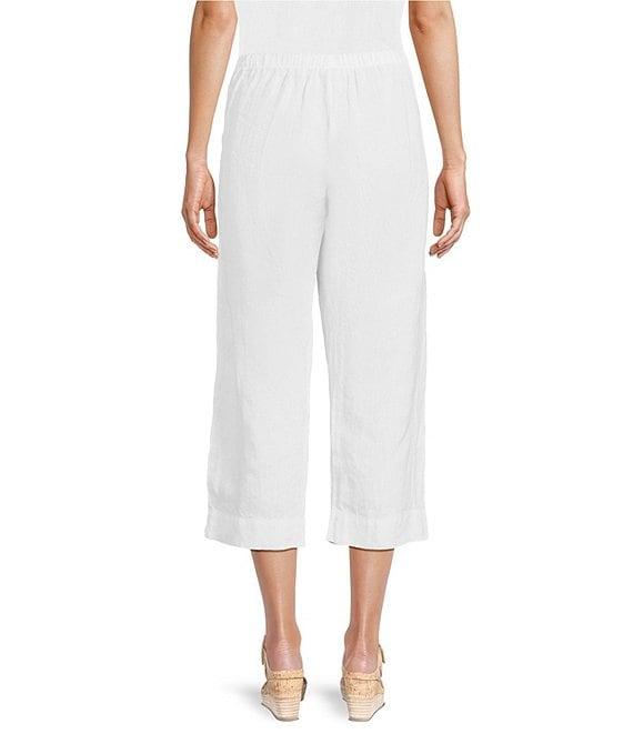 Bryn Walker Light Linen Slim Straight Pull-On Crop Pants Product Image