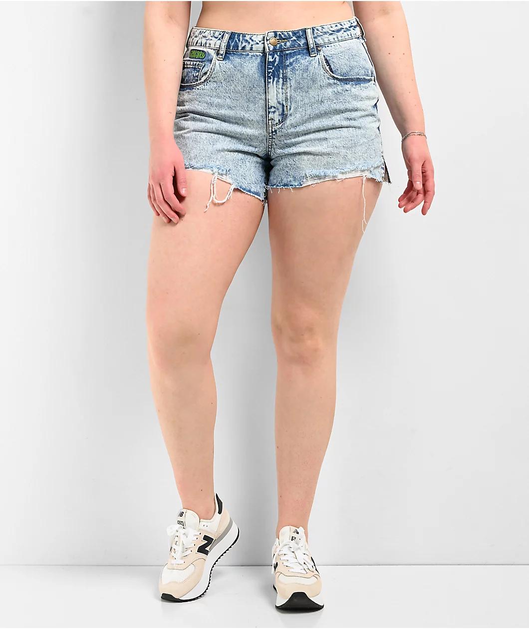 Empyre Kickback Light Wash Denim Cutoff Shorts Product Image