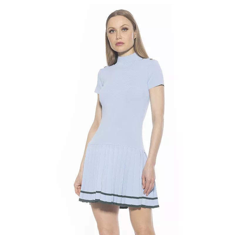 Women's ALEXIA ADMOR Devika Mockneck Pleated Knit Dress, Size: XL, Halogen Blue Product Image