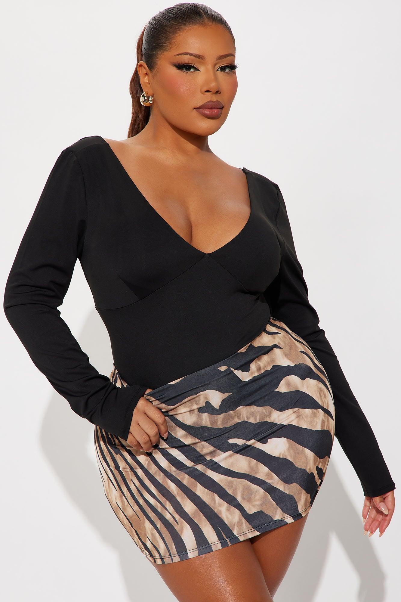 Magnetic Babe Long Sleeve Backless Bodysuit - Black Female Product Image