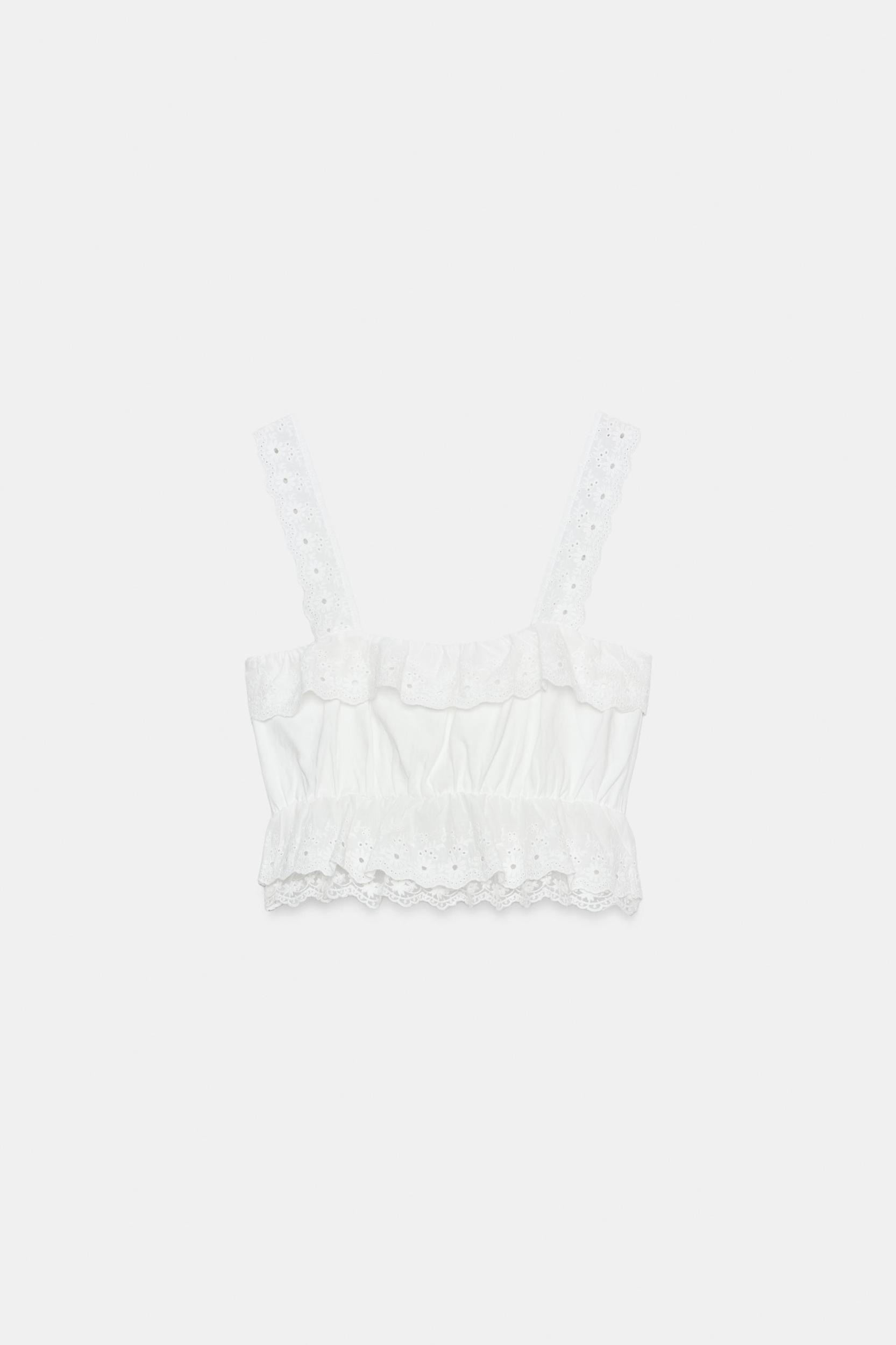 EMBROIDERED EYELET CROP TOP Product Image