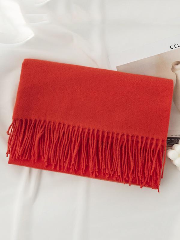 Keep Warm Solid Color Tasseled Shawl&Scarf Product Image