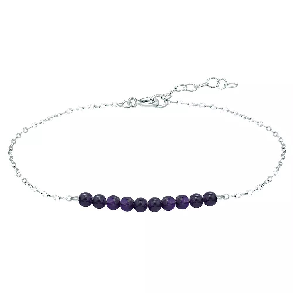 Aleure Precioso Sterling Silver Beaded Anklet, Women's, Size: 9", Purple Product Image