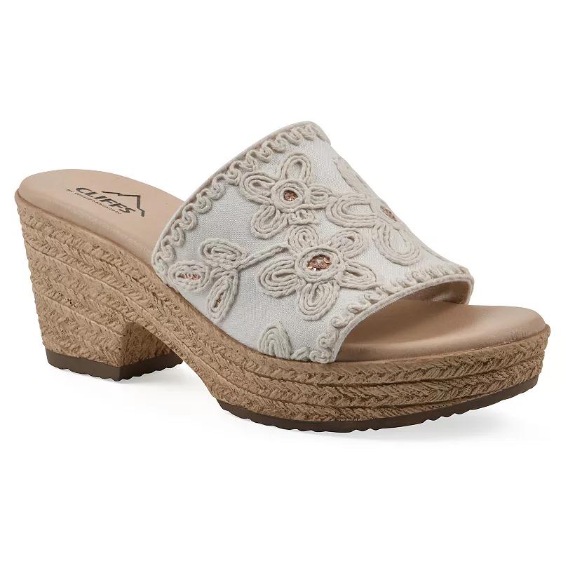 Cliffs by White Mountain Biancia Women's Floral Wedge Sandals, Size: 8 Medium, White Fabric Product Image