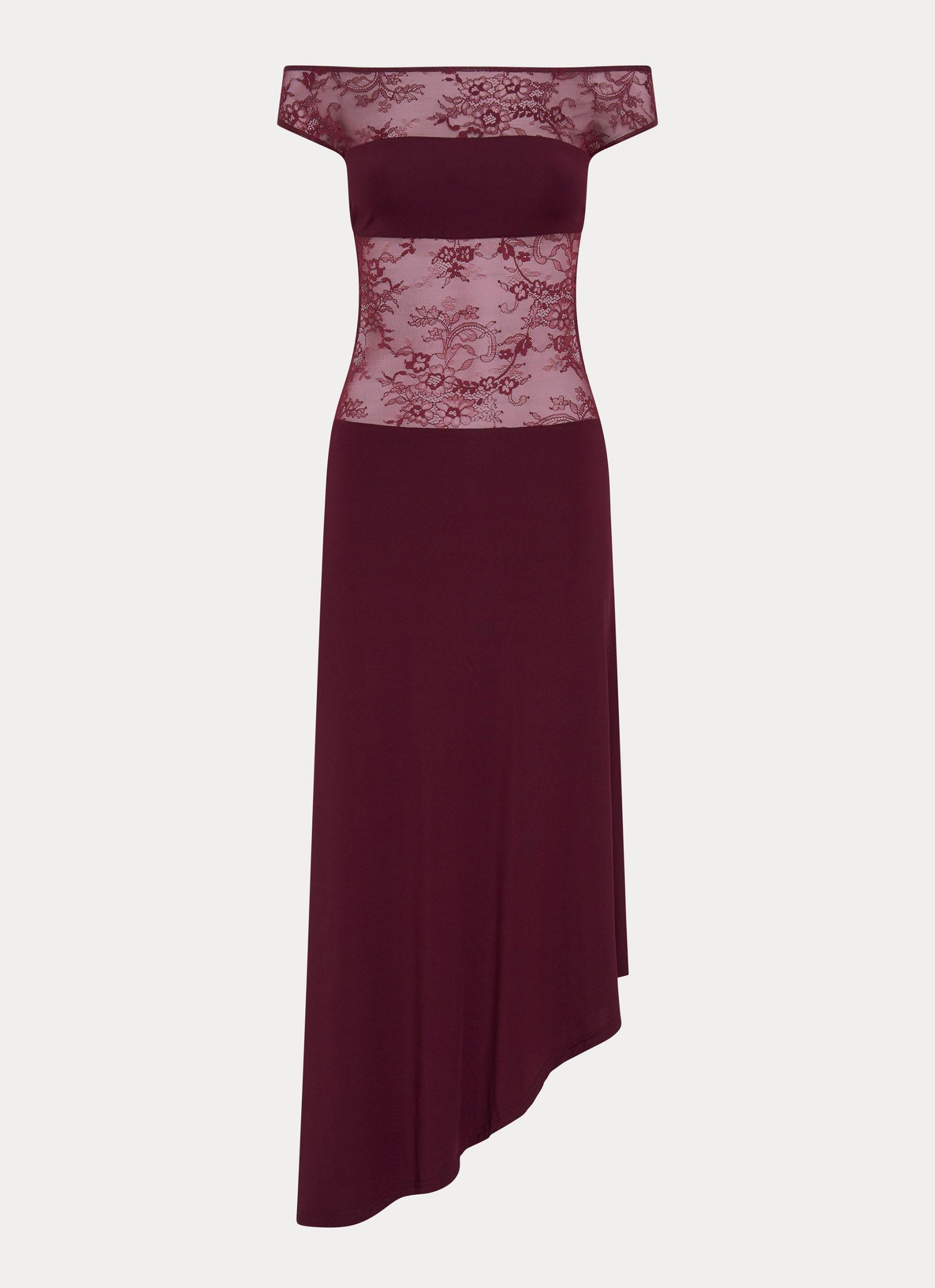 Francoise Lace Midi Dress - Burgundy Product Image