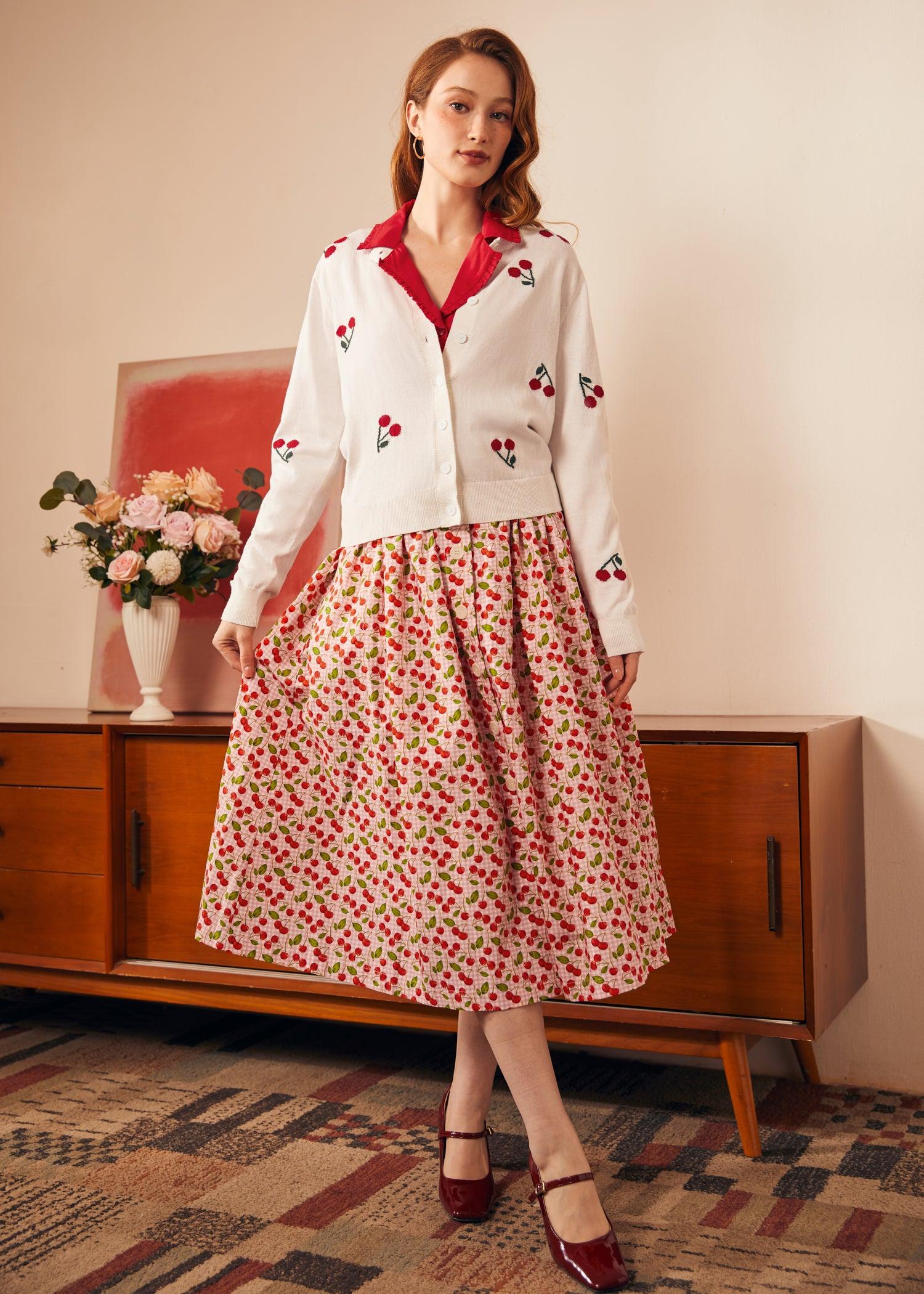 Cherry on Top Crew Neck Cardigan Product Image