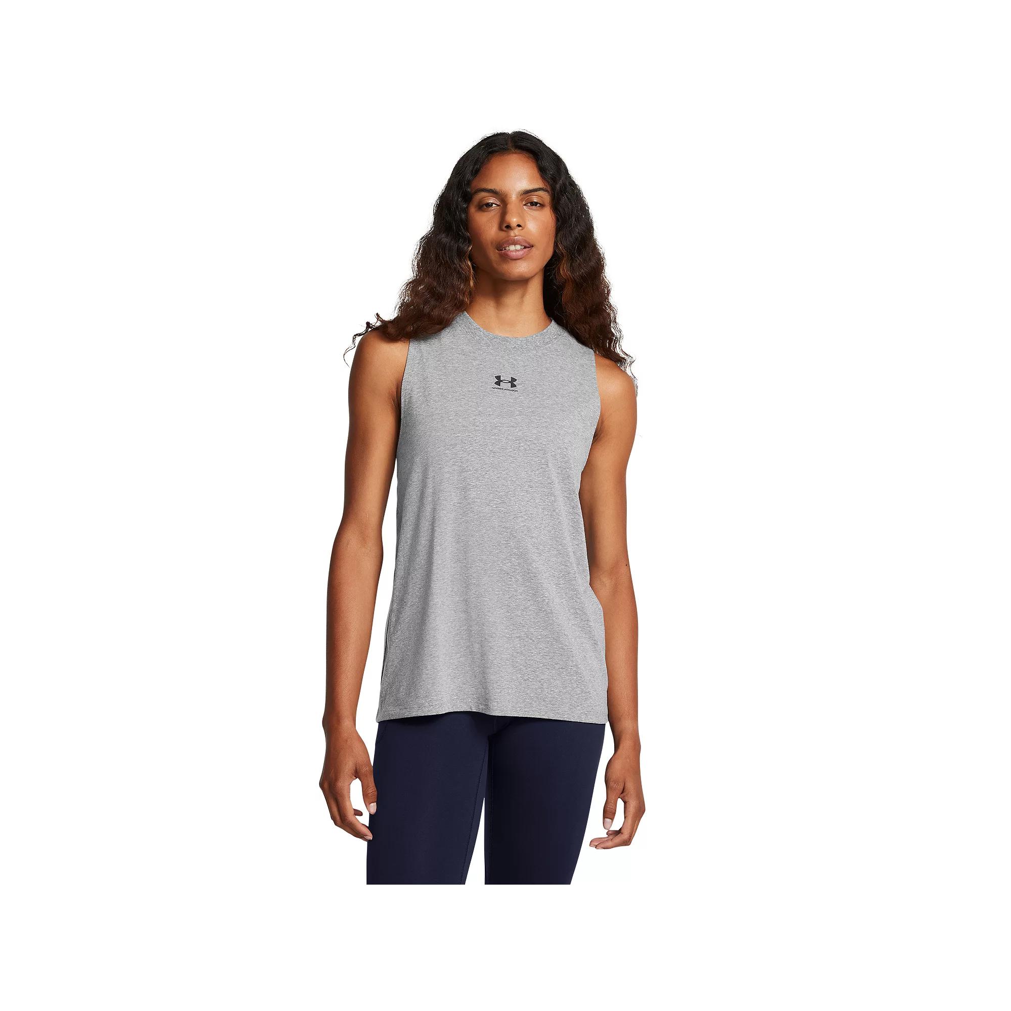 Women's Under Armour Rival Muscle Tank Top, Size: XS, Castlerock Product Image