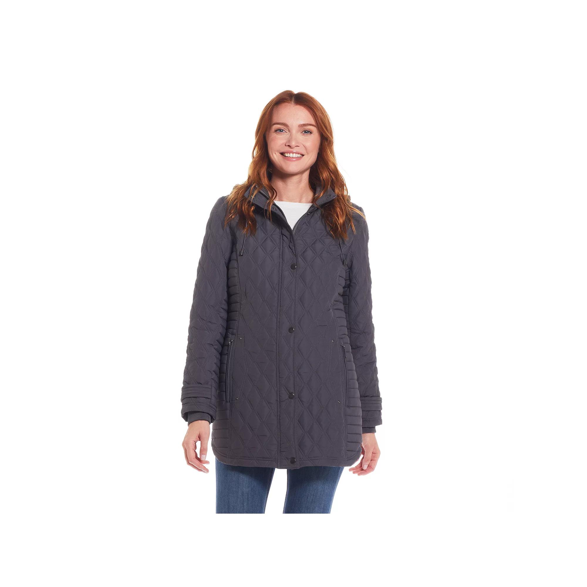 Women's Weathercast Ribbed Knit Quilted Hooded Walker Jacket,  Product Image