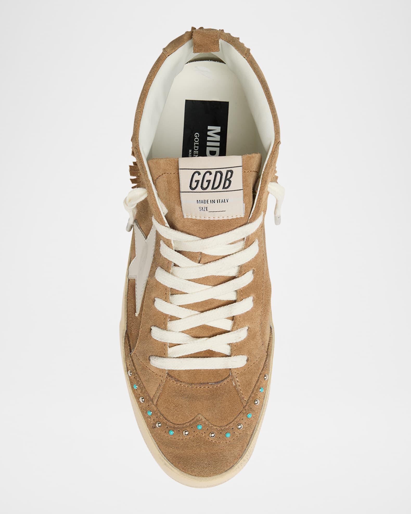 Mid Star Suede Mid-Top Sneakers with Fringe and Studs Product Image