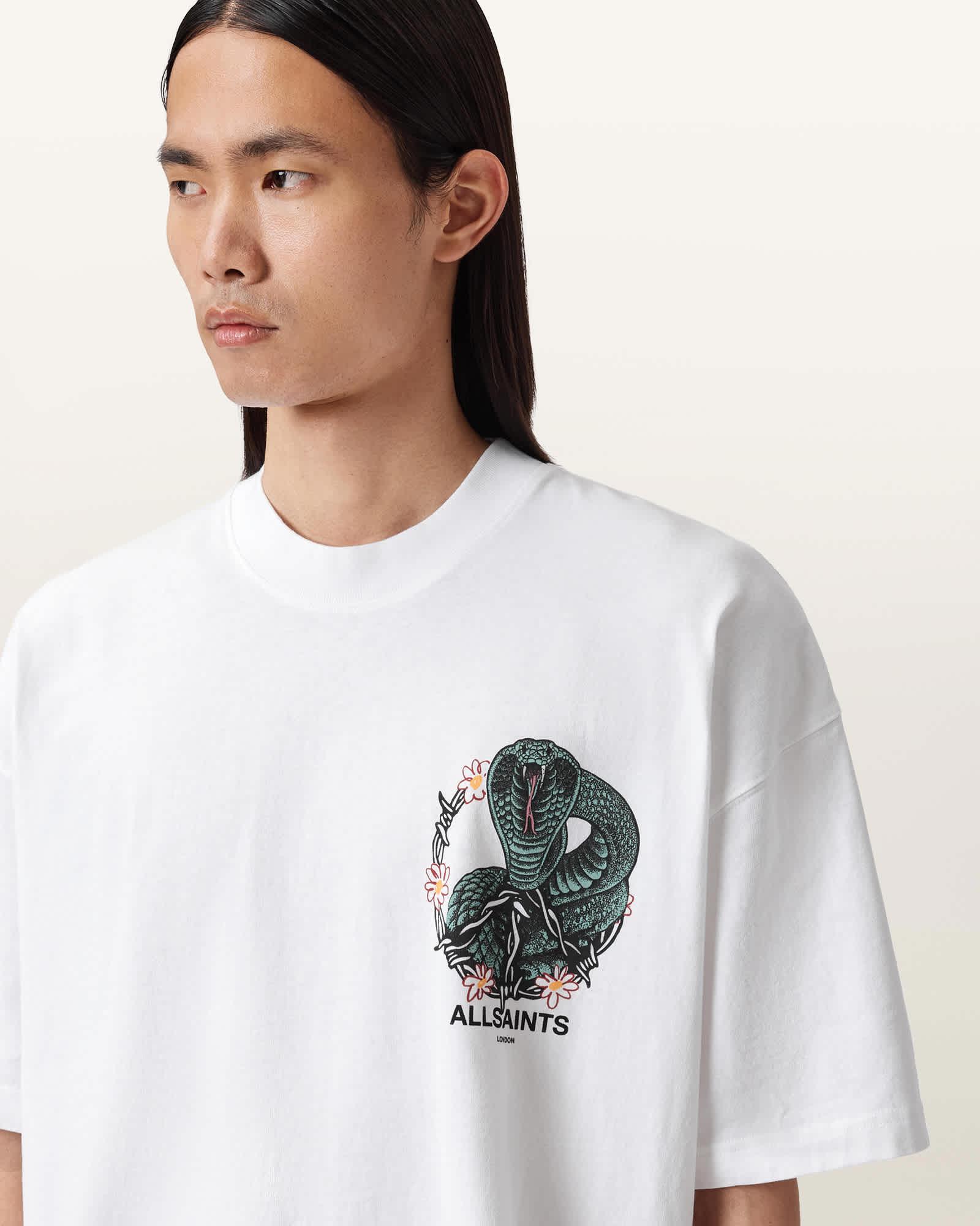Snakebite Short Sleeve Crew T-Shirt Optic White | ALLSAINTS US Product Image