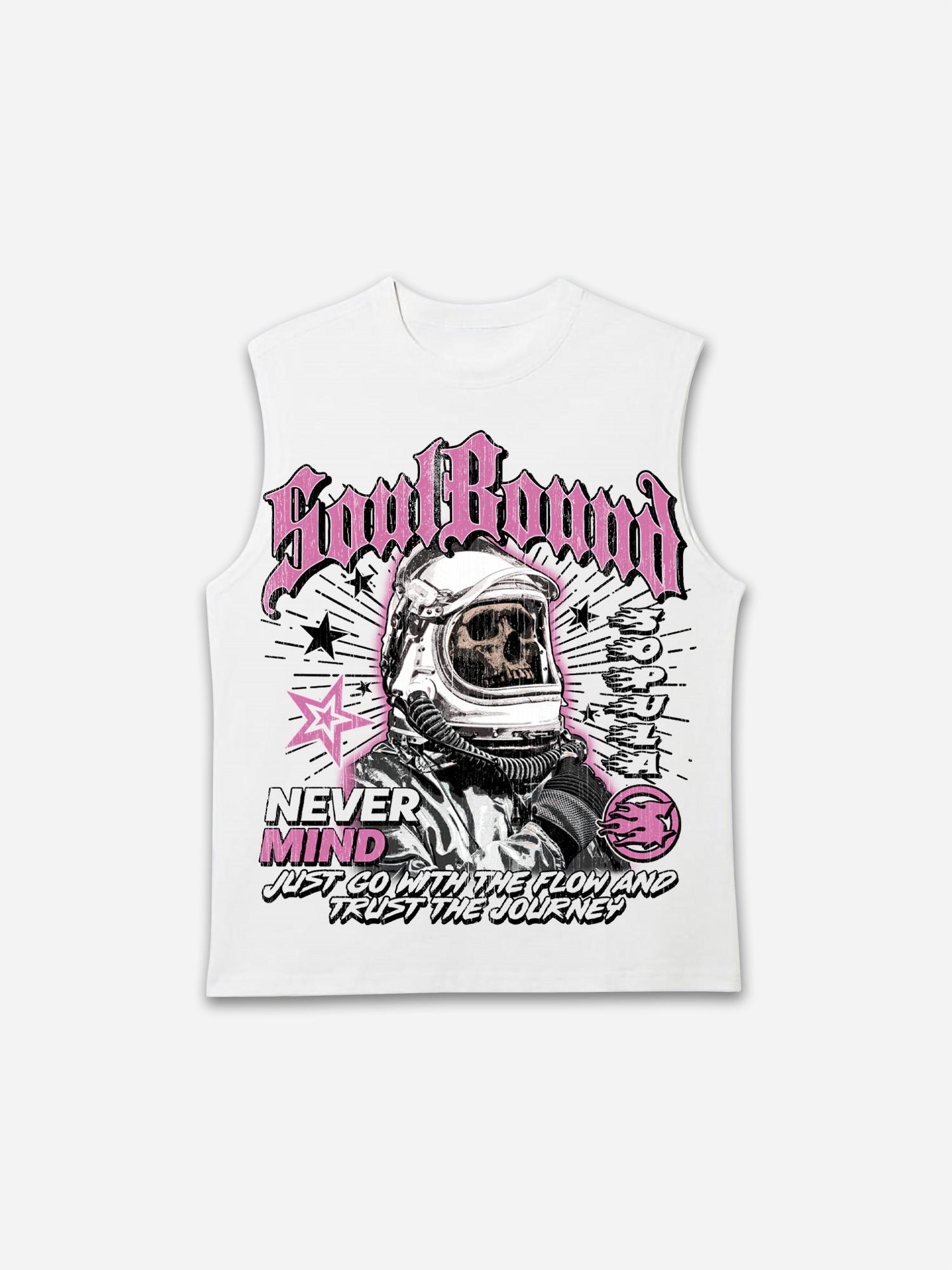 Sopula Skull Astronaut Vintage Graphic Cotton Tank Top Product Image