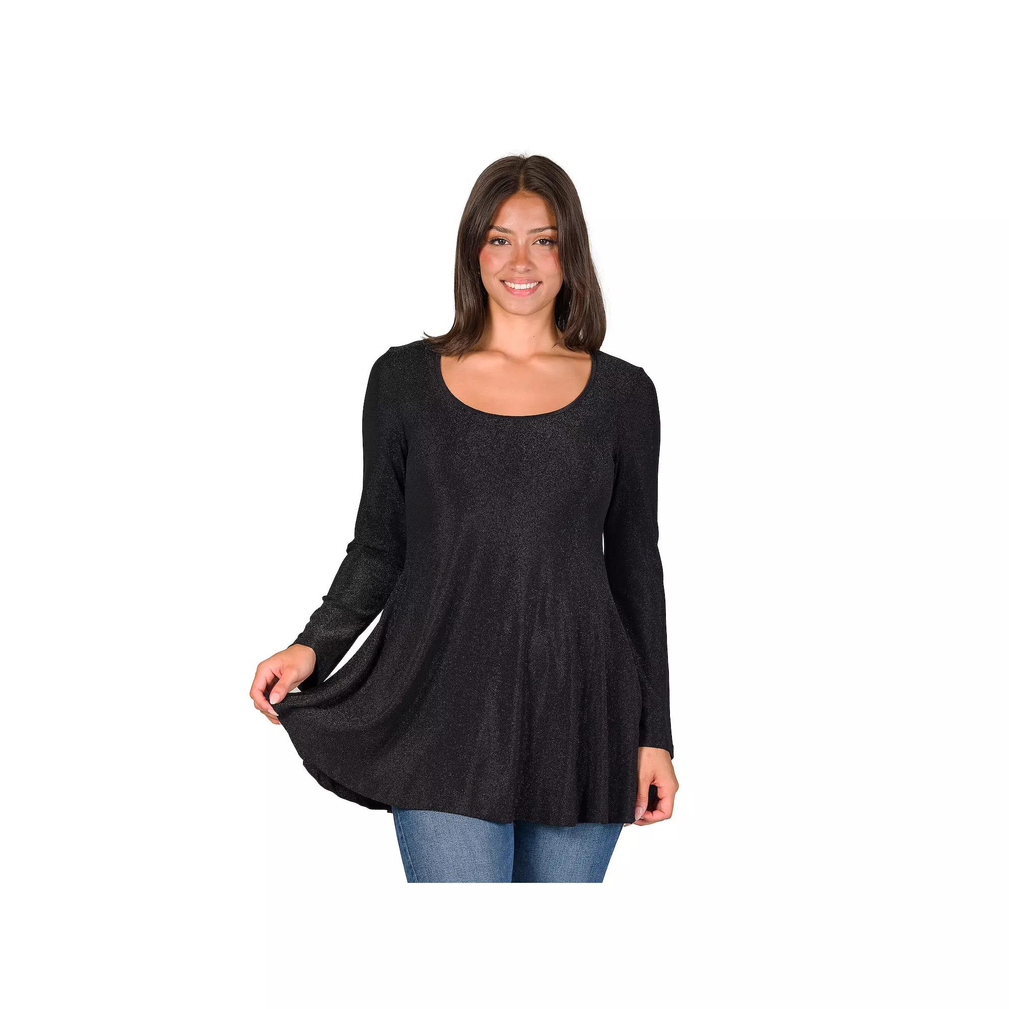Women's 24Seven Comfort Apparel Shimmery Tunic Top,  Product Image