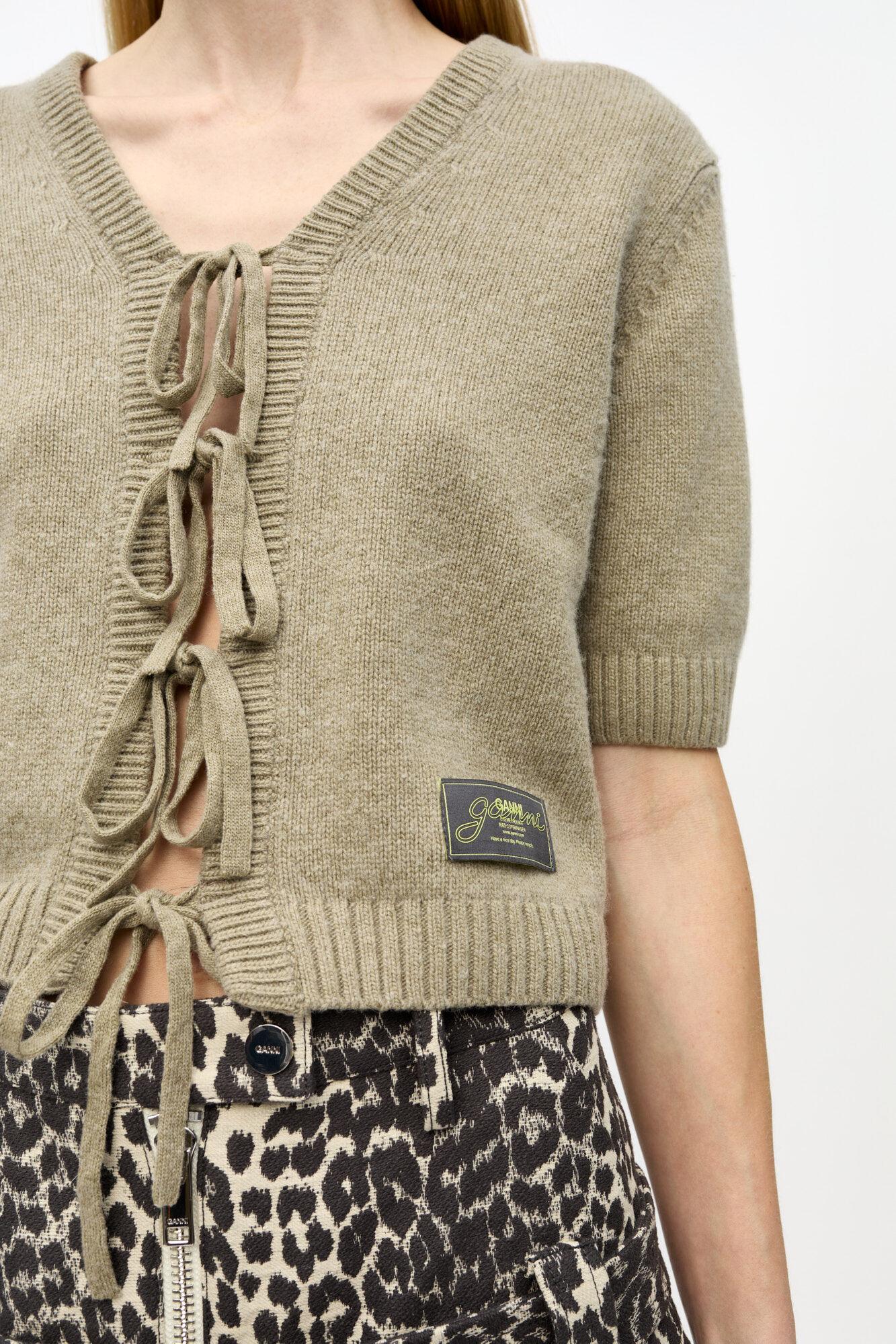 Brown Future Wool Mix Short Sleeve Cardigan Product Image