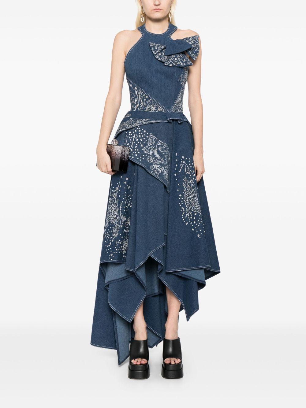 embroidered denim maxi dress Product Image