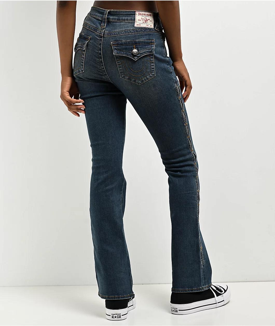 True Religion Becca Cutout Blue Wash Bootcut Jeans Product Image
