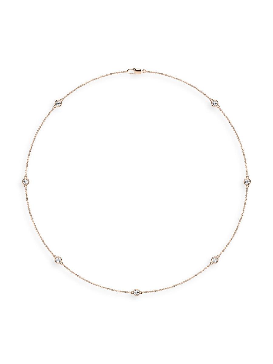 Womens 14K Rose Gold & Lab-Grown 7-Diamond Station Necklace/0.70 2.10 Tcw - Product Image