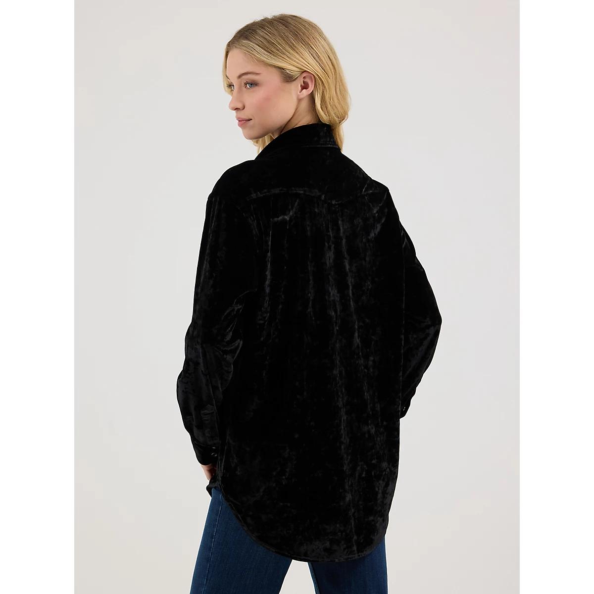 Women's Wrangler Boyfriend Fit Button-Down Velvet Top | Women's TOPS | Wrangler® Product Image