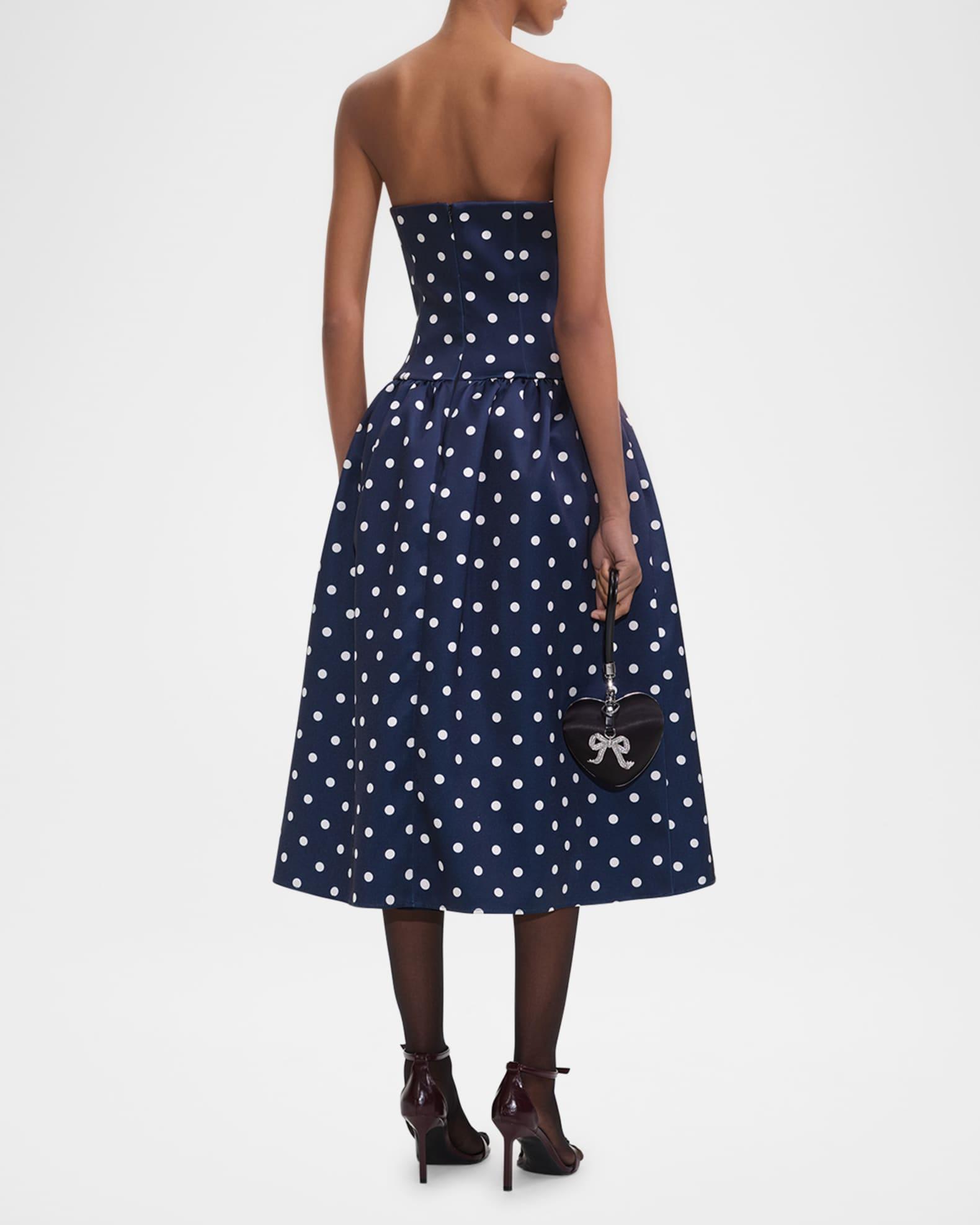 Polka Dot Satin Midi Dress Product Image