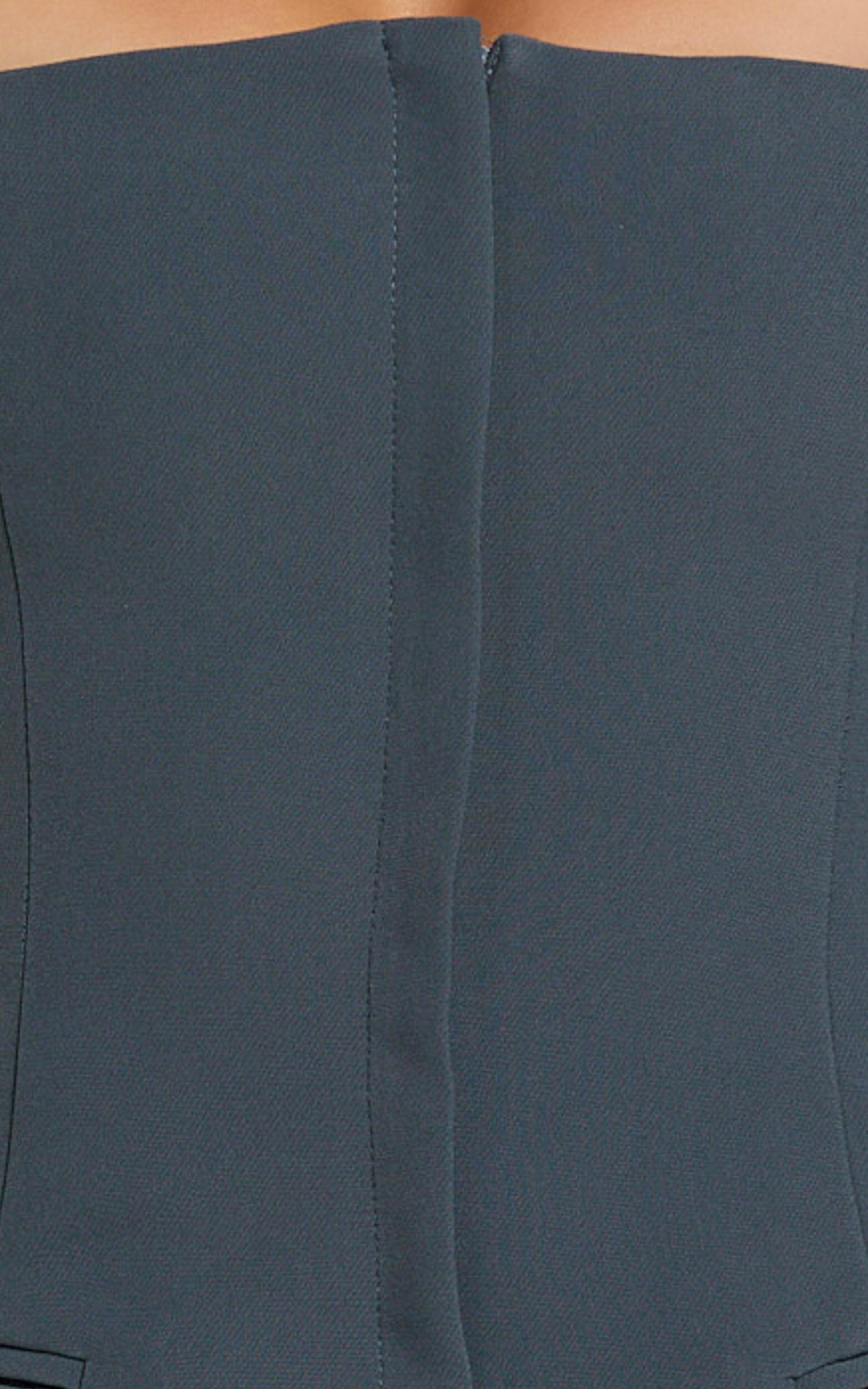 Jenni Mini Dress - Zip Through Square Neck Open Back Dress in Dusk Grey Product Image