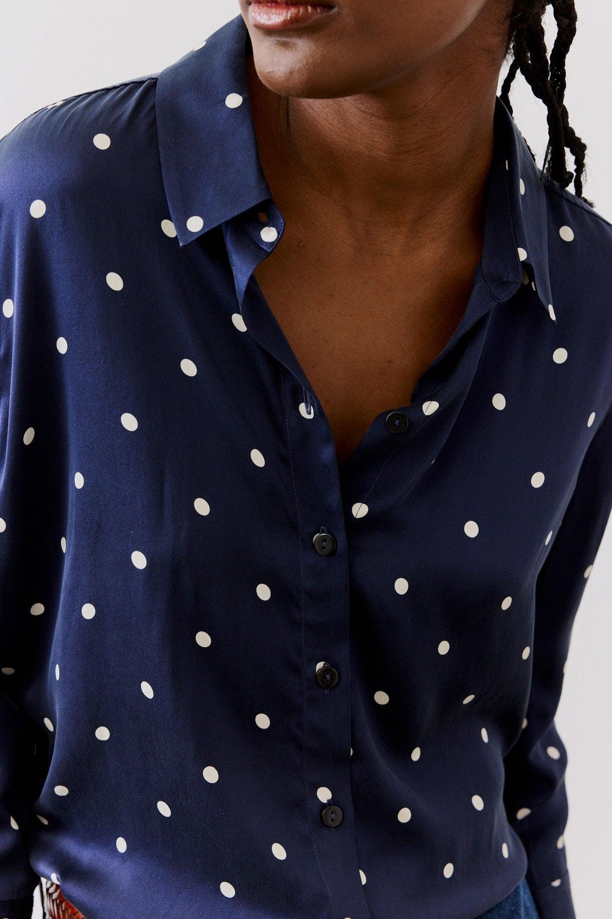 Shift Your Gaze Silk Button Down Blouse Product Image