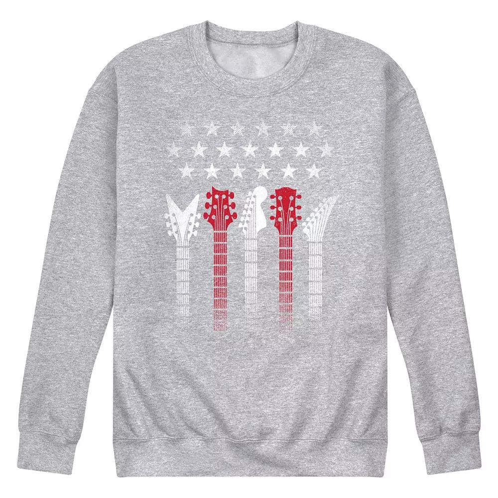Men's Americana Flag Guitars Fleece Sweatshirt,  Product Image