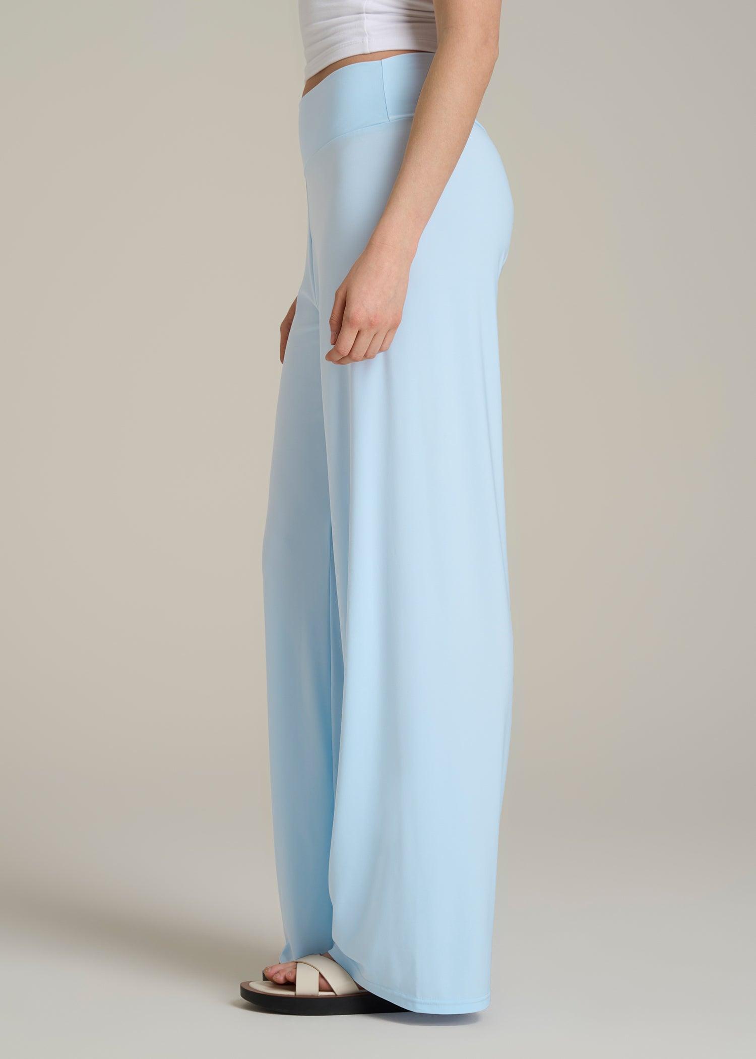 Pull On Breezy Wide Leg Pants for Tall Women in Ice Blue Female Product Image
