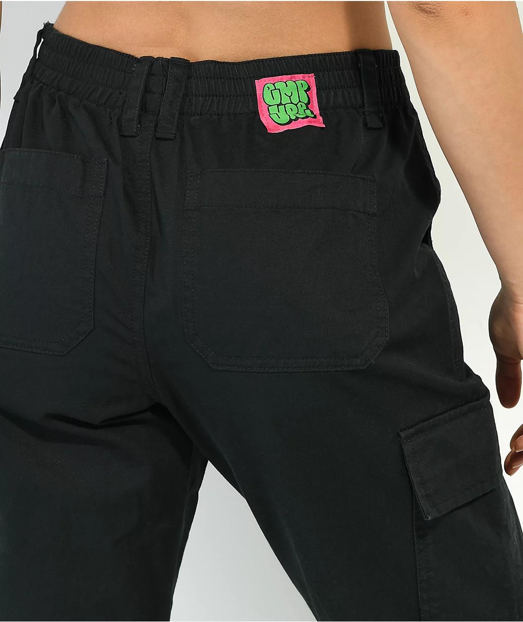 Empyre Emory Elastic Waist Black Cargo Jogger Pants Product Image