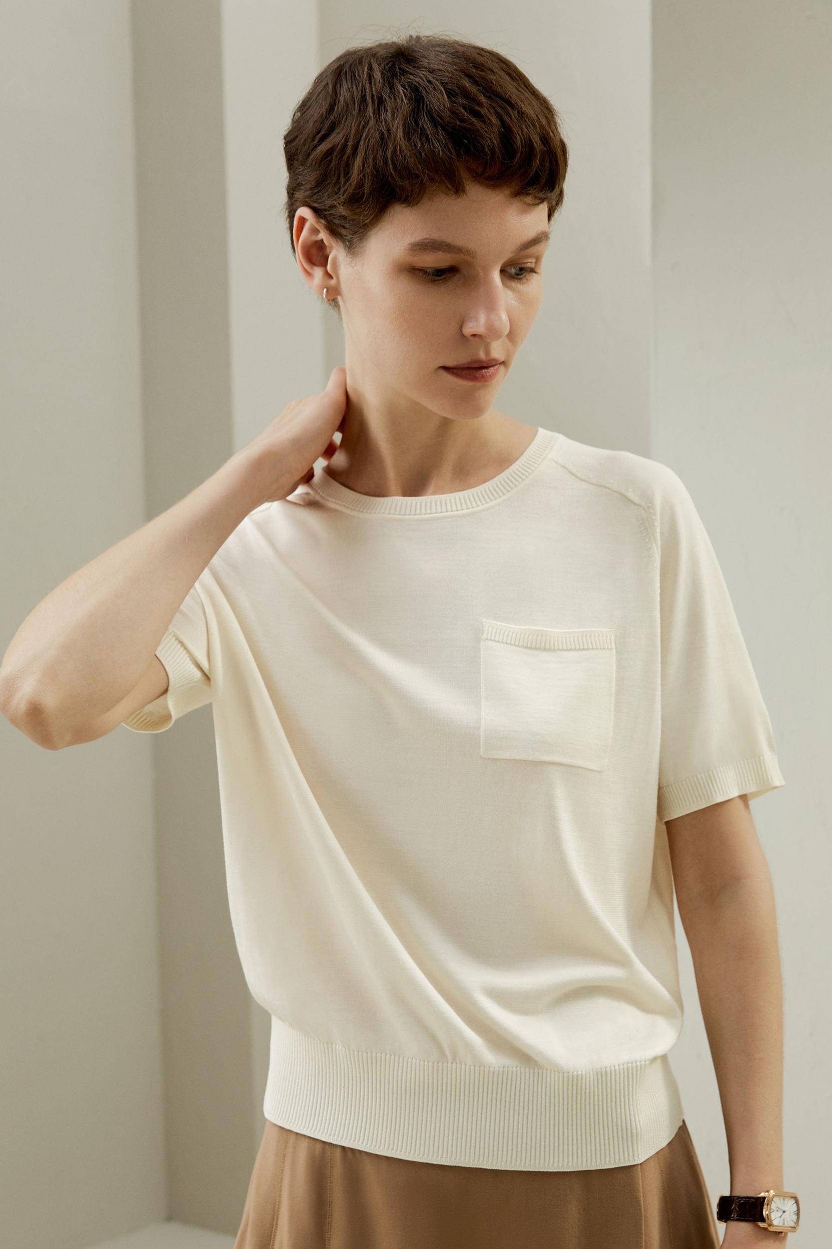 Basic Silk Crewneck T-shirt Product Image