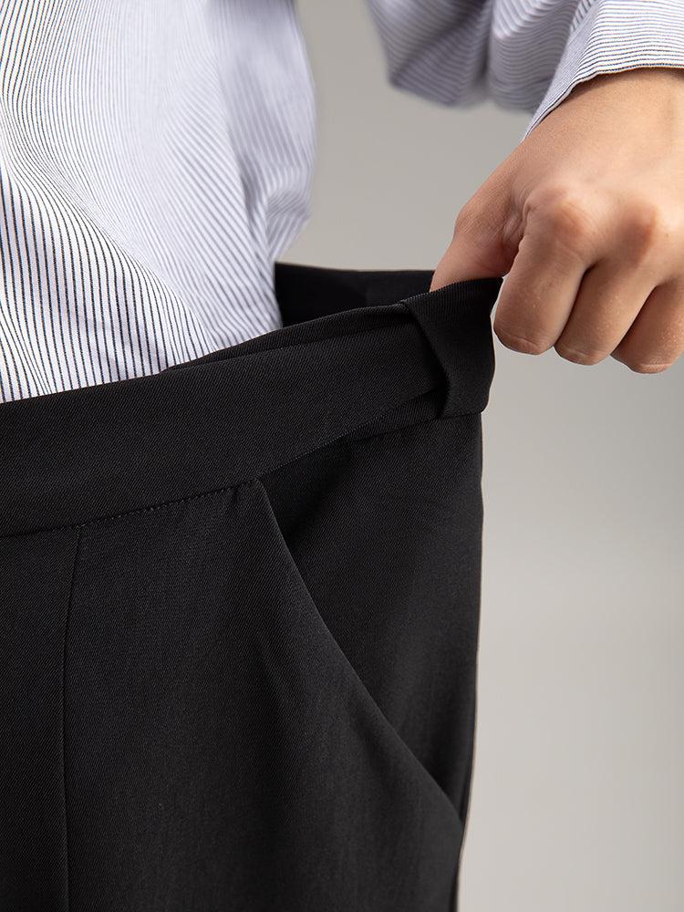 Plain Metal Detail Pocket Wide Leg Pants Female Product Image