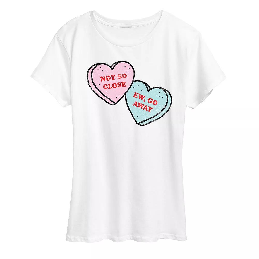 Womens Sassy Candy Hearts Graphic Tee Grey Gray Product Image
