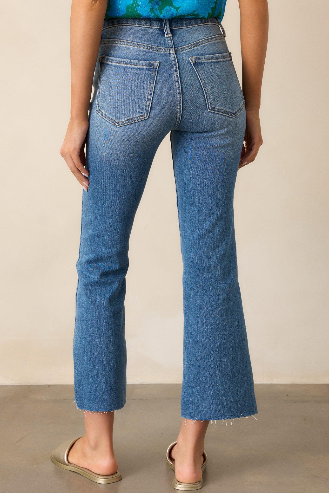 Back And Forth Medium Wash Cropped Flare Jeans Product Image