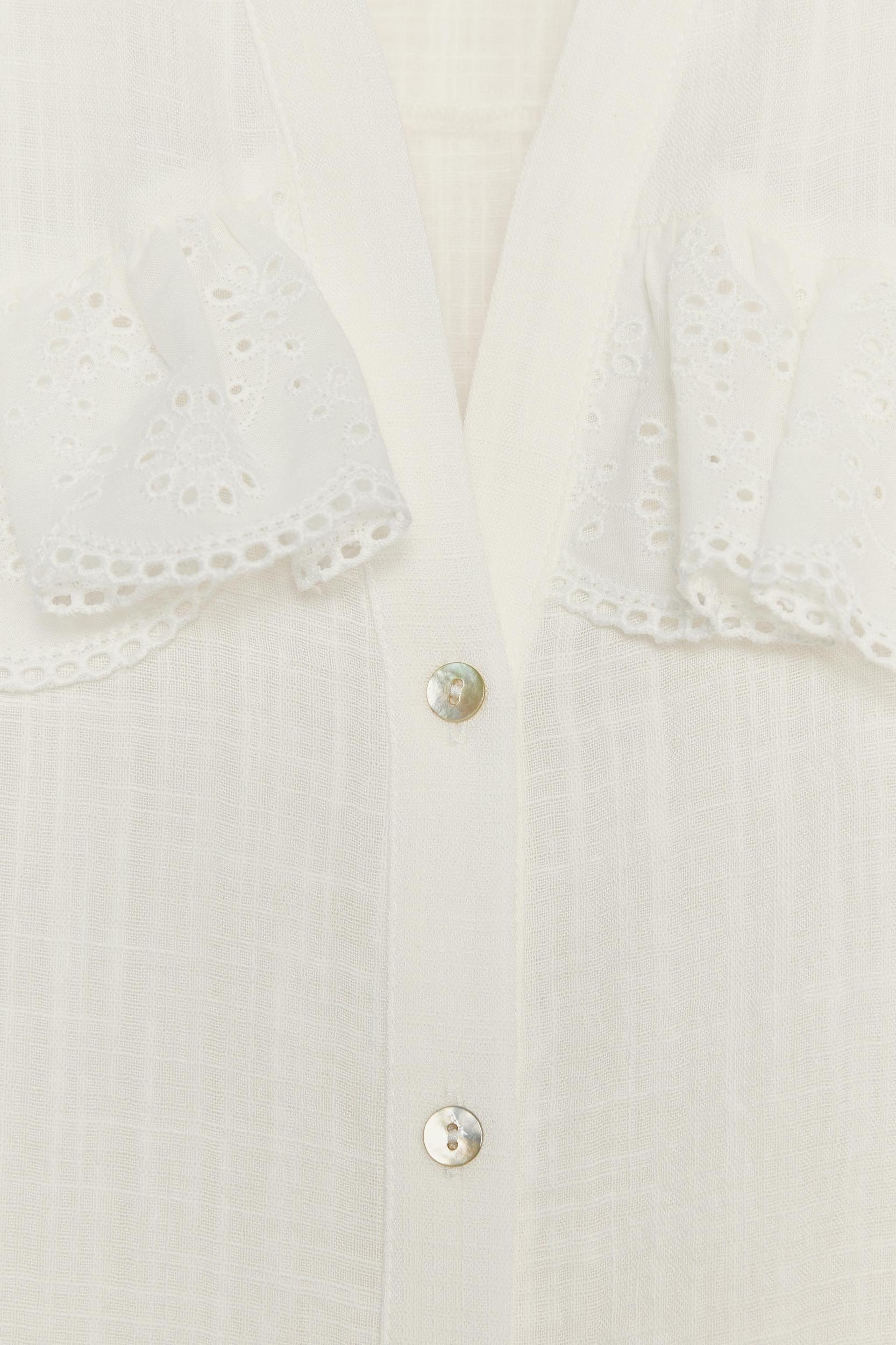 SHORT SLEEVE RUFFLE BLOUSE Product Image