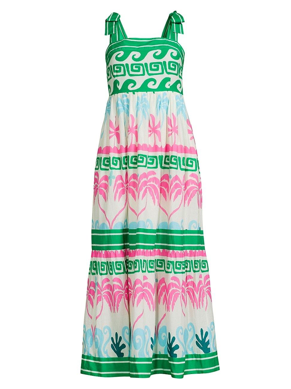 Womens Cami Palm Tree Sleeveless Maxi Dress Product Image