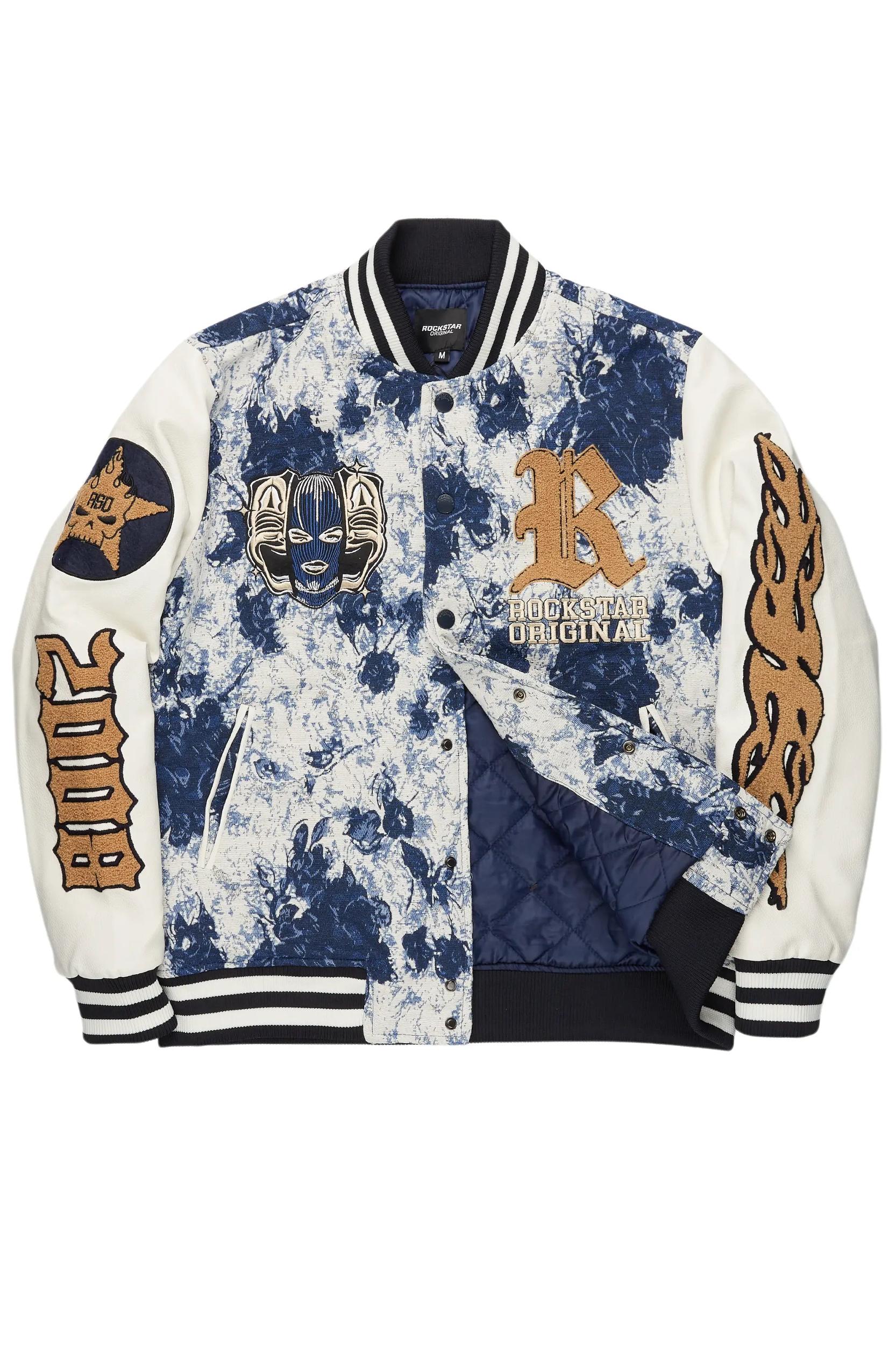Doron Blue Tapestry Varsity Jacket Male Product Image