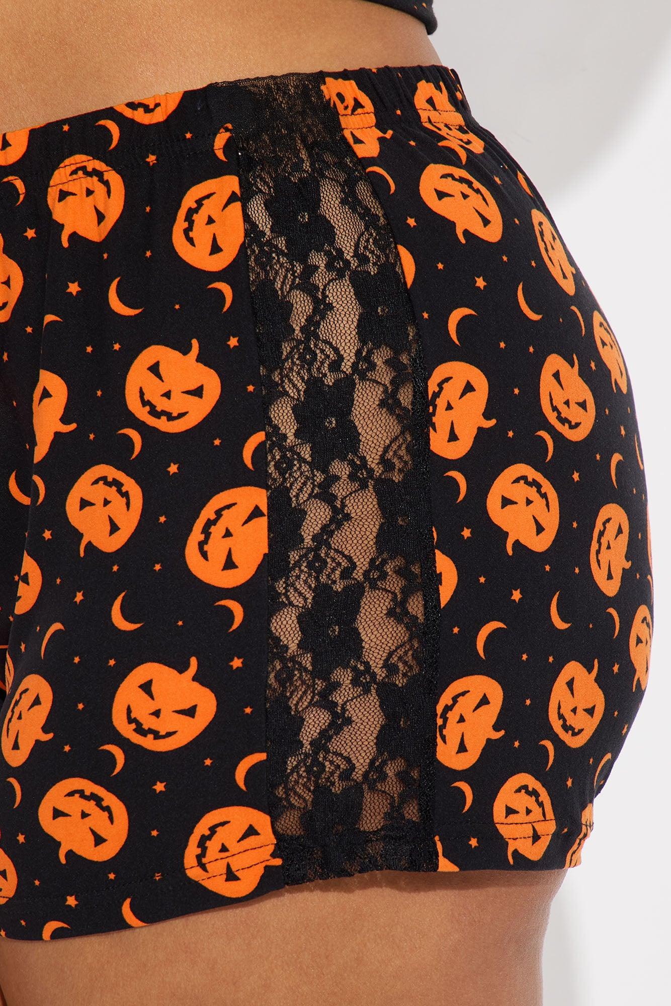 Spooky Pumpkins Halloween Cami PJ Short Set - Black/Orange Female Product Image