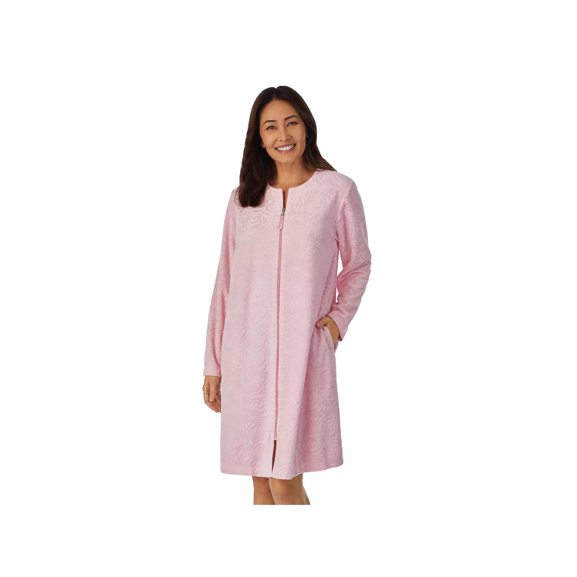 Women's Stan Herman Embossed Vintage Terry Zip-Front Robe,  Product Image