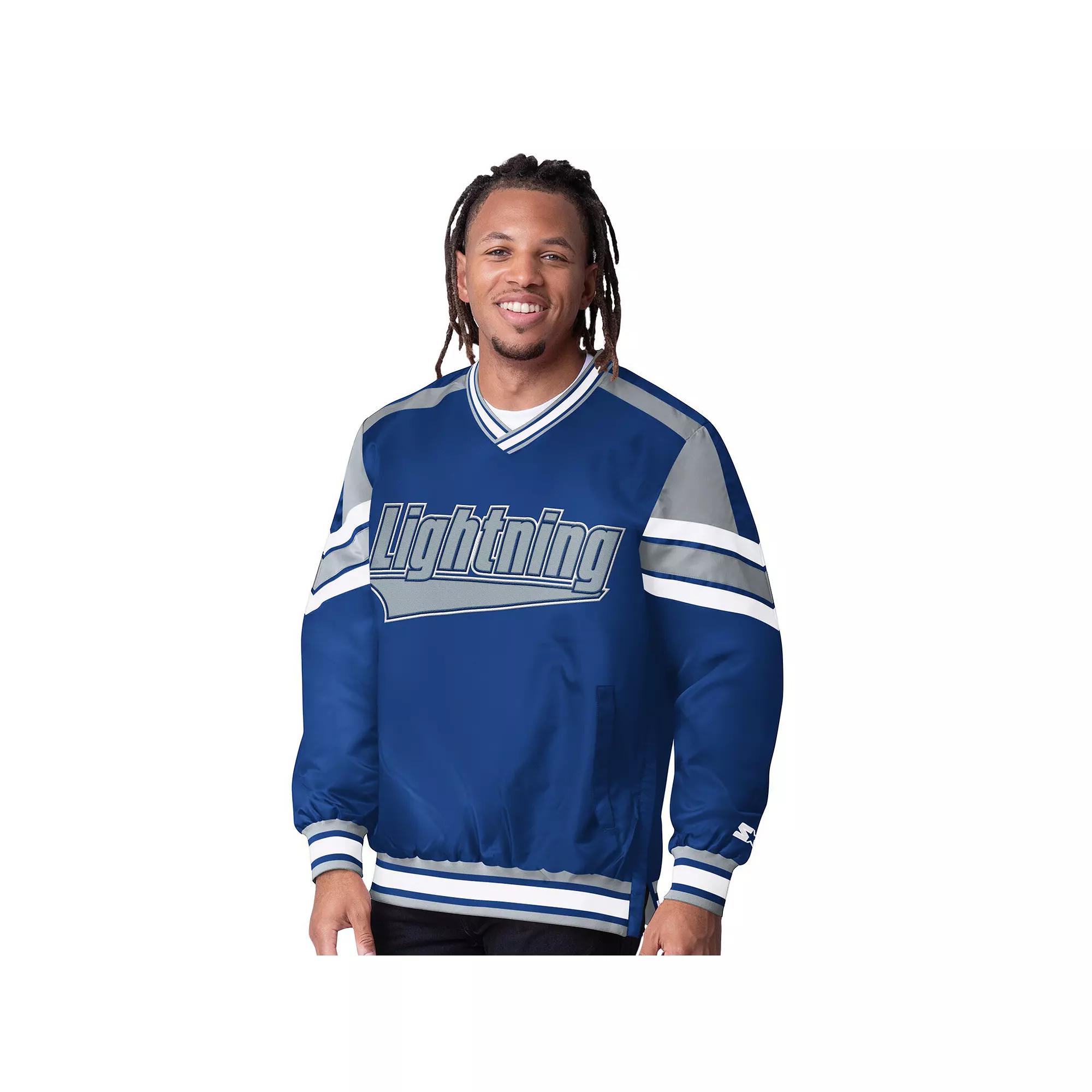 Men's Starter Blue Tampa Bay Lightning Reliver I V-Neck Pullover Jacket,  Product Image