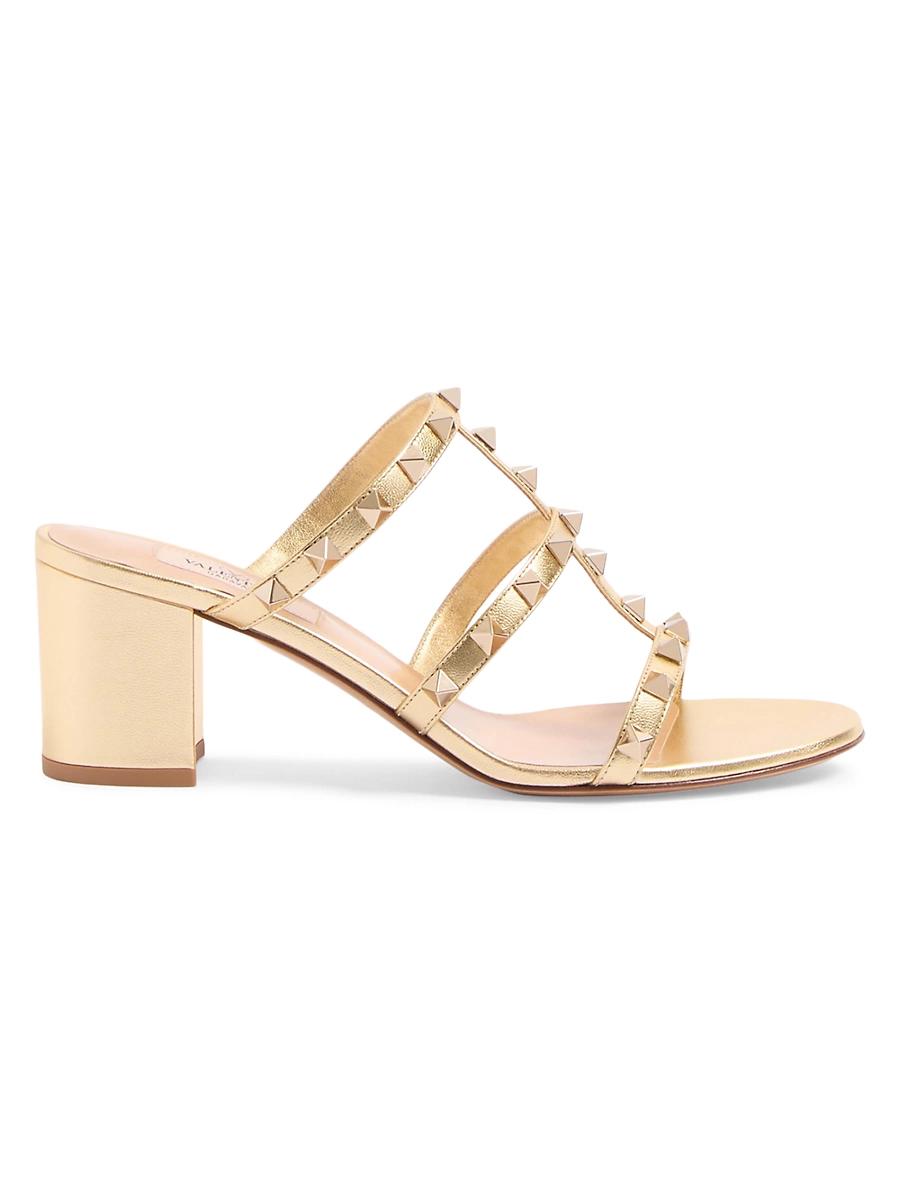 Womens Rockstud Slide 60MM Sandals in Laminated Nappa Product Image