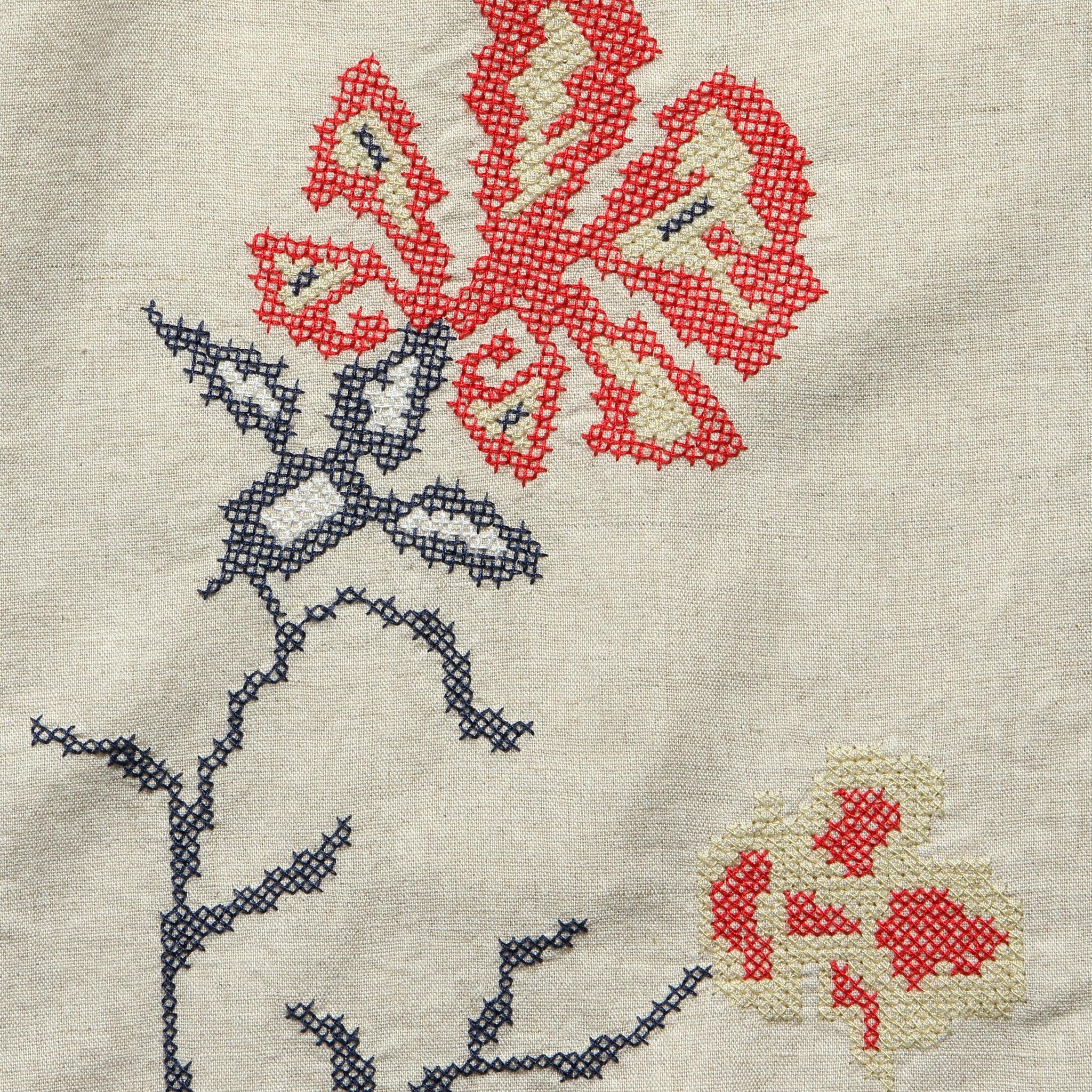 Cross Stitch Camp Shirt - Ecru Product Image