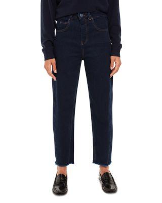 High-Waist Barrel-Leg Jeans in Dark Denim Product Image