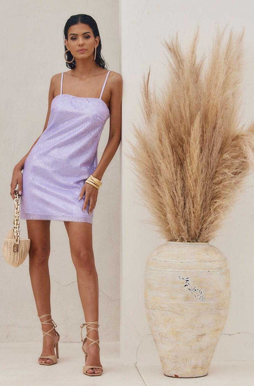 Emmy Lavender Sequin Mini Dress Product Image