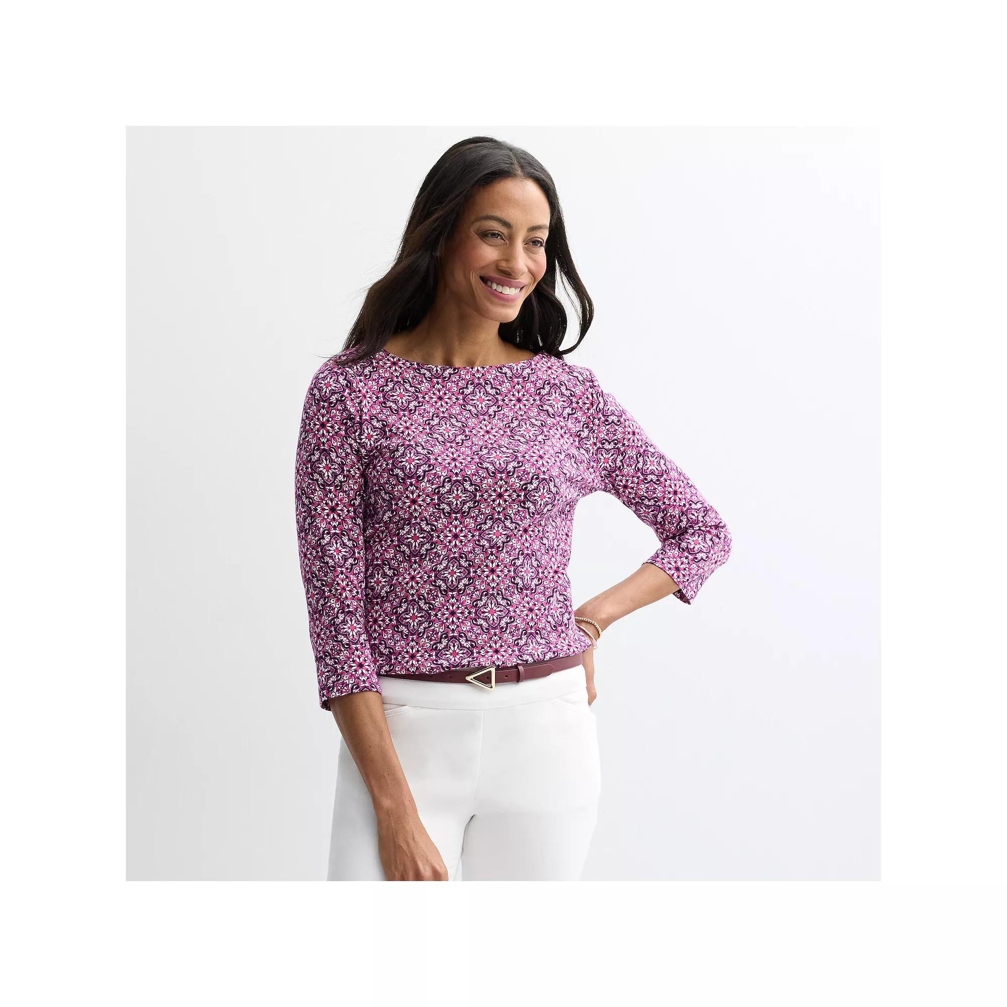 Petite Croft & Barrow® Boatneck Top, Women's,  Product Image