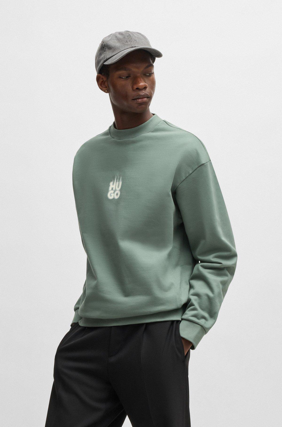 Cotton-terry sweatshirt with stacked smoke logo prints Product Image