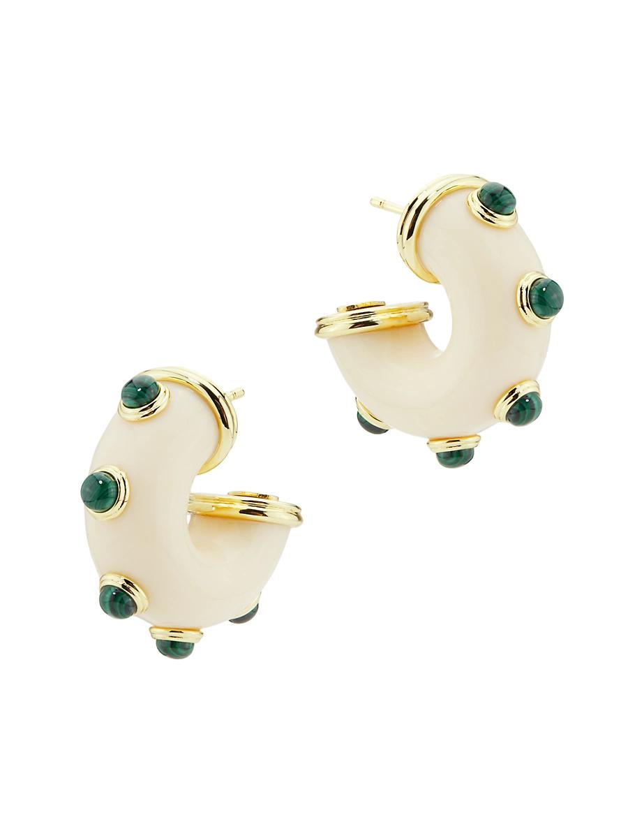 Womens 18K-Gold-Plated & Mixed-Media Hoop Earrings Product Image