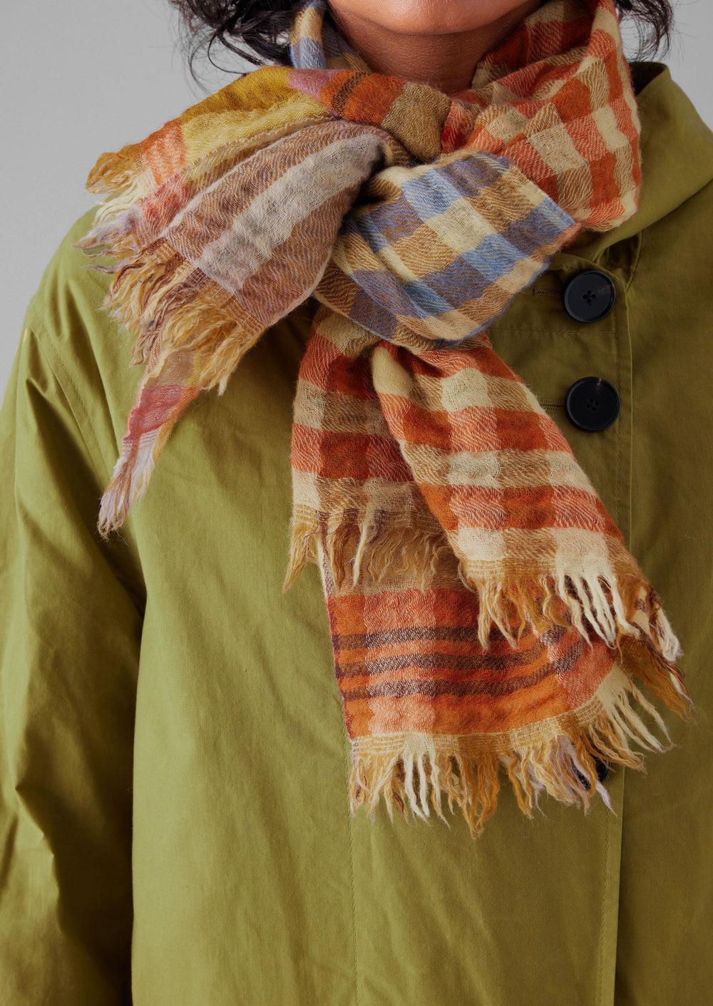 Dual Check Handwoven Knot Scarf | Primrose Yellow/Multi Product Image