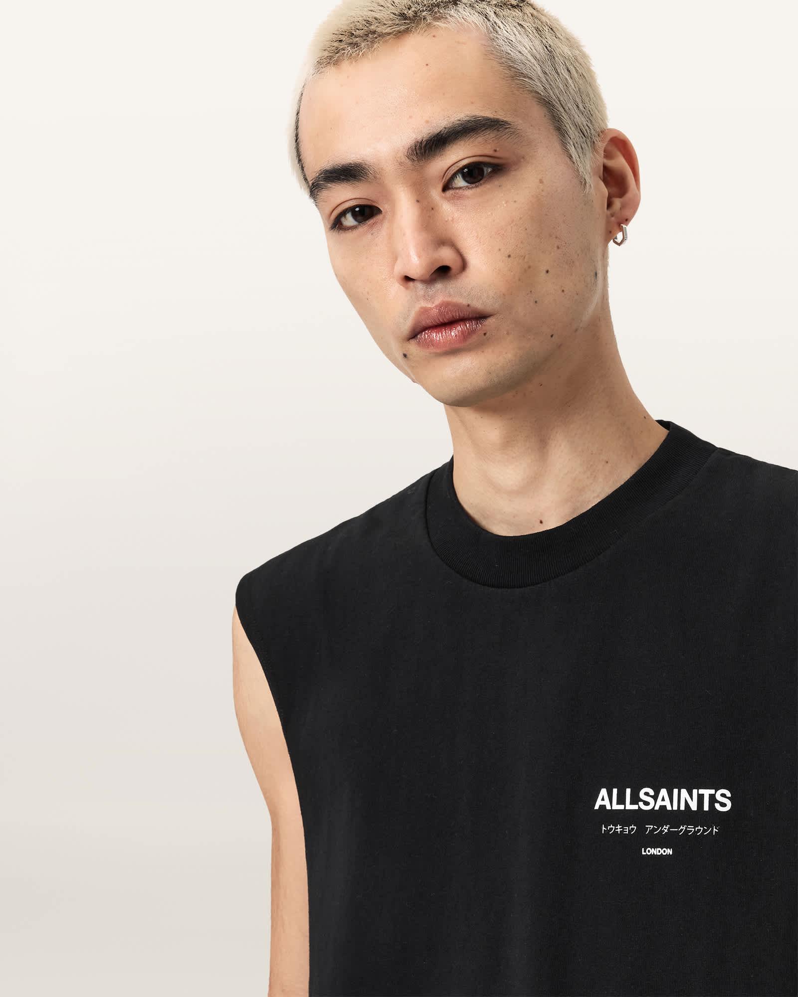 Underground Sleeveless Crew Neck T-Shirt Jet Black | ALLSAINTS US Product Image